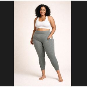 Athleta Salutation Stash Pocket II Leggings 2X Gray High Rise 7/8 Gym Activewear